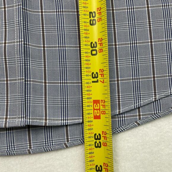 Nordstroms Mens Windowpane Button Up Long Sleeve Dress Shirt Trim Fit Blue-17.5 - Picture 7 of 12